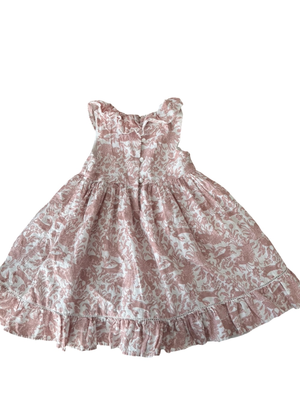 Girls 5T Pink Floral Ruffle Dress Cottagecore Sleeveless Party Easter - Picture 6 of 9
